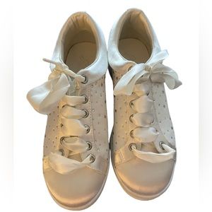 BADGLEY /MISCHKA Size (7M) White / Diamond Accented Bridal Sneakers